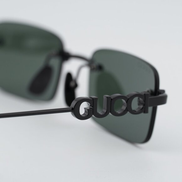 Gucci GG1808S 001 Sunglasses Shiny Black Rectangle Frame, Black Lenses main image 5